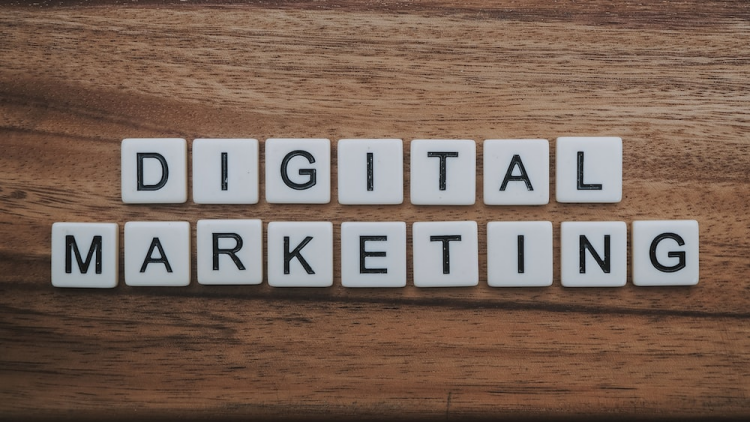 Digital marketing is written using tiles